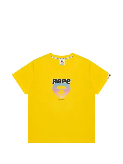 Aape By A Bathing Ape Heart-graphic T-shirt In Yellow