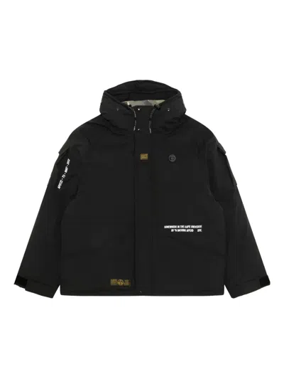 Aape By A Bathing Ape Hooded Patch-detail Jacket In Black