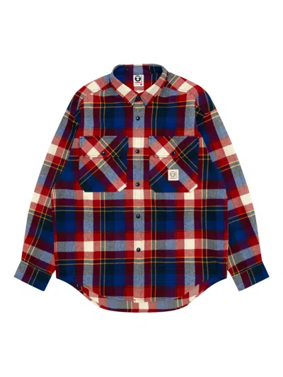 Aape By A Bathing Ape Hooded Plaid Shirt In Blue
