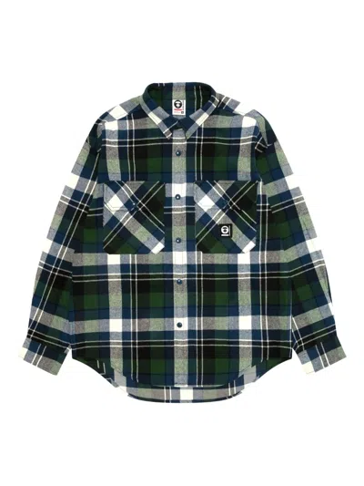 Aape By A Bathing Ape Hooded Plaid Shirt In Green