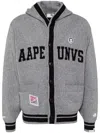 Aape By A Bathing Ape Intarsia-knit Logo Cardigan In Grey