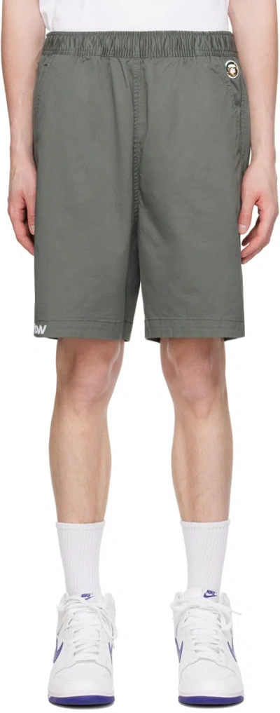 Aape By A Bathing Ape Khaki Embroidered Shorts In Khr Khaki (yellow)