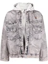 Aape By A Bathing Ape Double-layer Hooded Denim Jacket In Multicolour