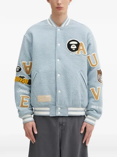 Aape By A Bathing Ape Letter-appliqué Bomber Jacket In Blue