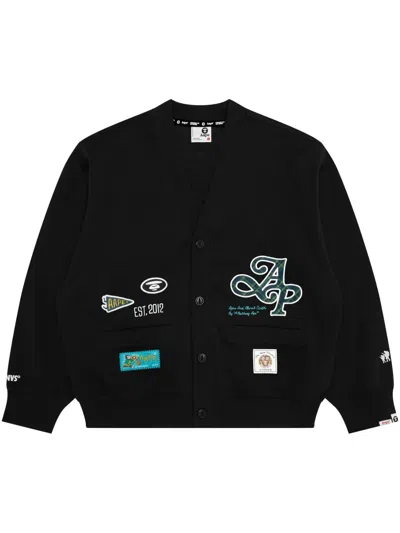 Aape By A Bathing Ape Logo-appliqué Cardigan In Black