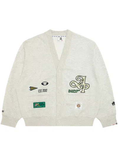 Aape By A Bathing Ape Logo-appliqué Cardigan In Grey