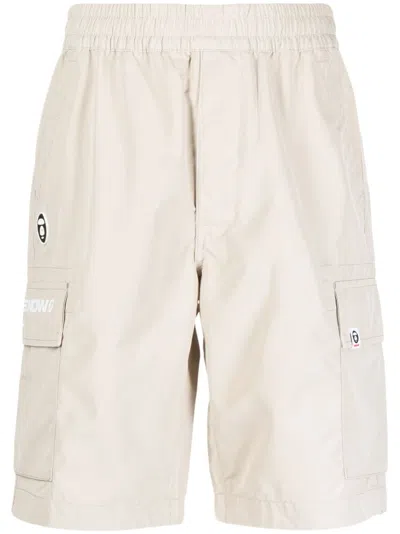 Aape By A Bathing Ape Logo-appliqué Cargo Shorts In Neutrals