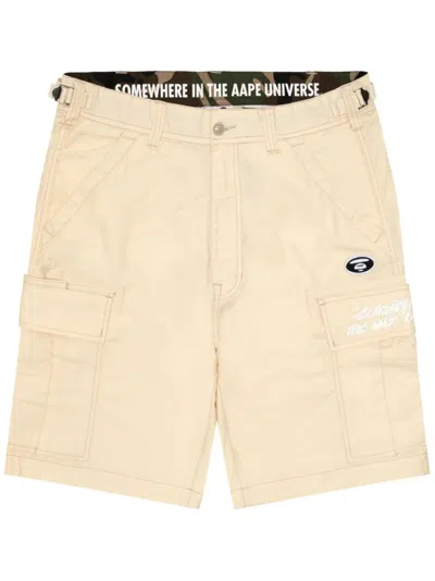 Aape By A Bathing Ape Logo-appliqué Cargo Shorts In Neutrals