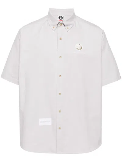 Aape By A Bathing Ape Logo-appliqué Cotton Shirt In Neutrals
