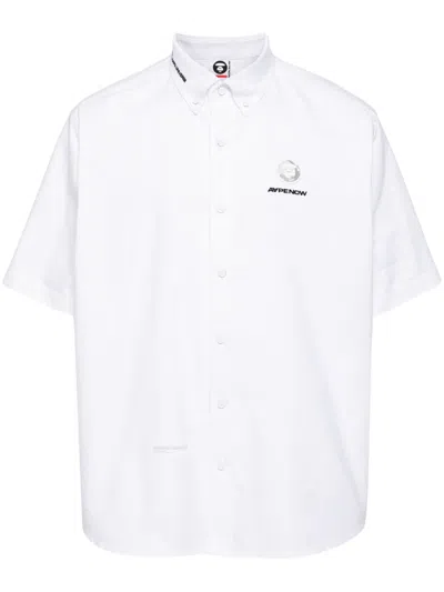 Aape By A Bathing Ape Logo-appliqué Cotton Shirt In White