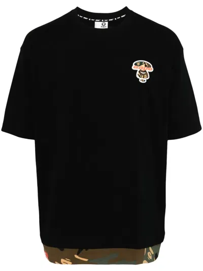 Aape By A Bathing Ape Logo-appliqué Cotton T-shirt In Black