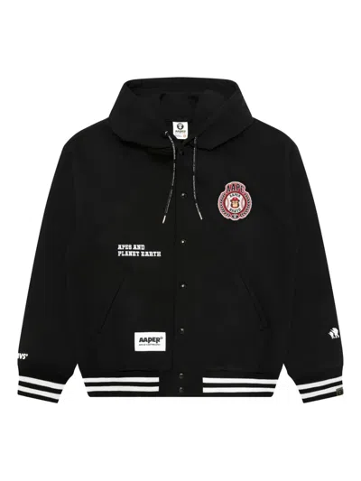 Aape By A Bathing Ape Logo-appliqué Hoodie In Black