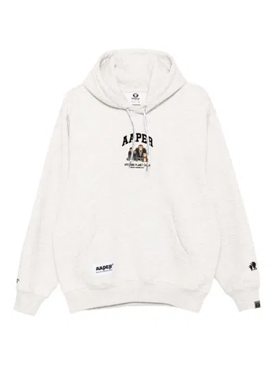 Aape By A Bathing Ape Logo-appliqué Hoodie In White