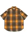 Aape By A Bathing Ape Logo-appliqué Plaid Shirt In Orange