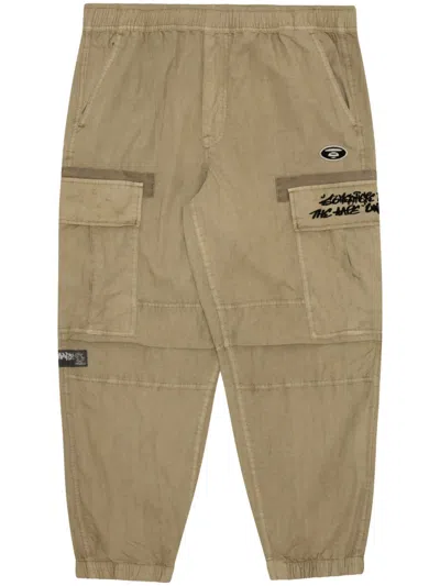 Aape By A Bathing Ape Logo-appliqué Tapered Cargo Trousers In Neutrals