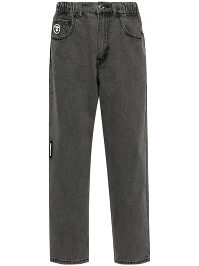 Aape By A Bathing Ape Logo-appliqué Wide-leg Jeans In Black