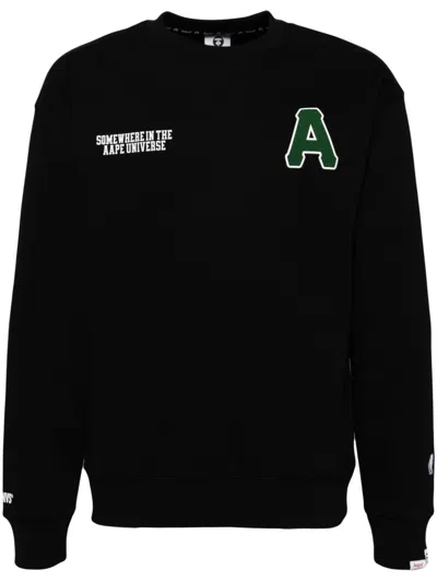 Aape By A Bathing Ape Logo Crew Neck Sweatshirt In Bkx Black