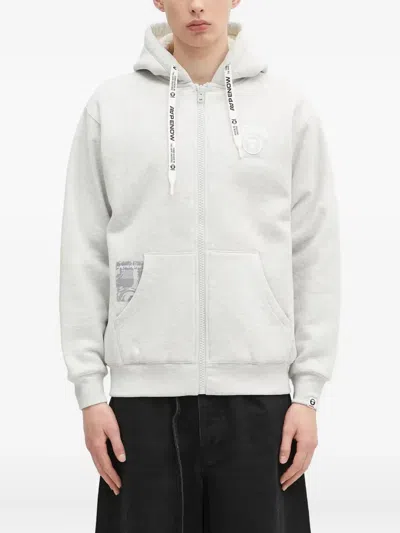 Aape By A Bathing Ape Logo-detail Zip-up Hoodie In Gray