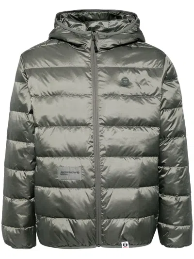 Aape By A Bathing Ape Logo Down Jacket In Khe Khaki (grey)