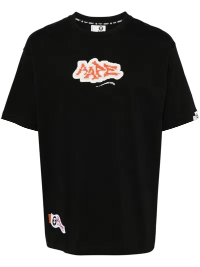 Aape By A Bathing Ape Logo-embellished Cotton T-shirt In Black