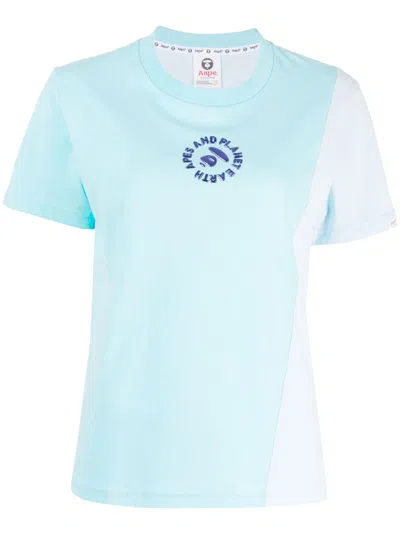 Aape By A Bathing Ape Logo-embossed Cotton-jersey T-shirt In Blue