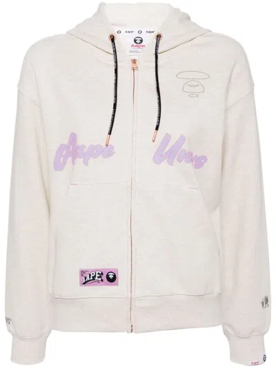 Aape By A Bathing Ape Logo-embossed Hooded Jacket In Nude