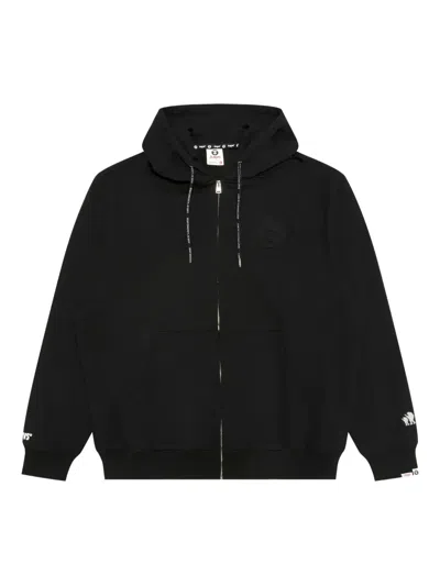 Aape By A Bathing Ape Logo-embossed Zip-up Hoodie In Black