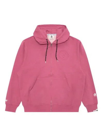 Aape By A Bathing Ape Logo-embossed Zip-up Hoodie In Pink