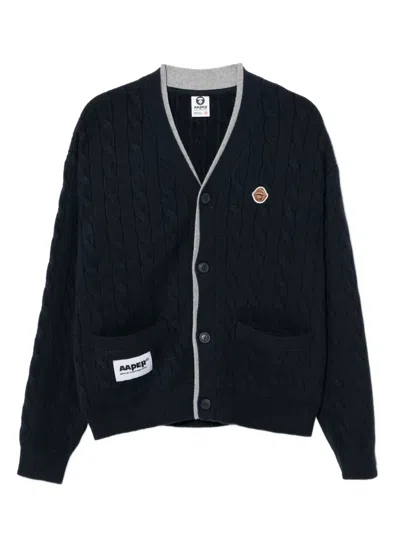 Aape By A Bathing Ape Logo-embroidered Cardigan In Blue