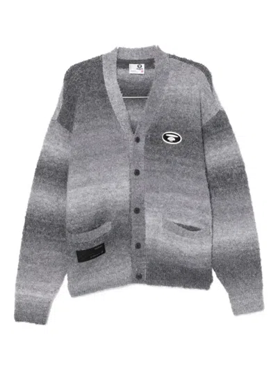 Aape By A Bathing Ape Logo-embroidered Cardigan In Gray