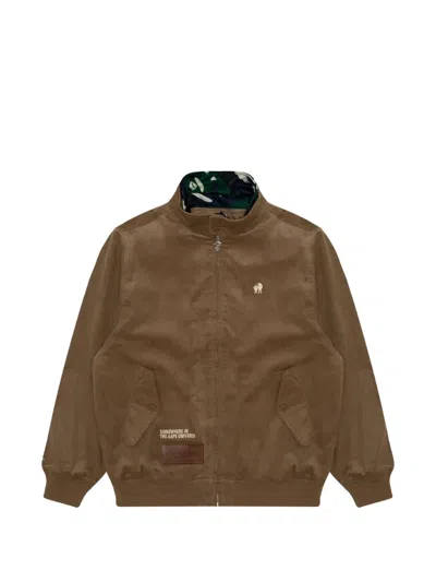 Aape By A Bathing Ape Logo Embroidered Corduroy Jacket In Brown