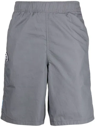 Aape By A Bathing Ape Gray Embroidered Shorts In Gyl