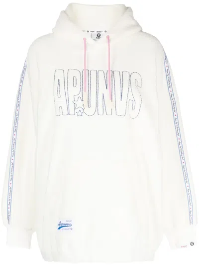 Aape By A Bathing Ape Logo-embroidered Drawstring Hoodie In White