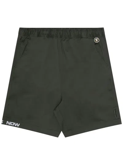 Aape By A Bathing Ape Logo-embroidered Elasticated-waist Shorts In Green