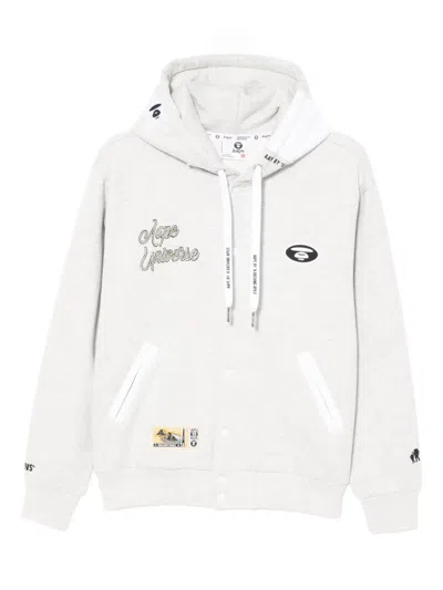 Aape By A Bathing Ape Logo-embroidered Hoodie In White