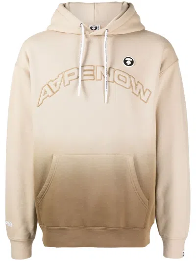 Aape By A Bathing Ape Logo-embroidered Ombré Hoodie In Neutrals