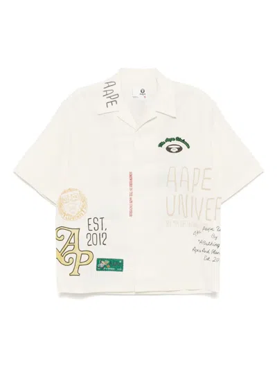 Aape By A Bathing Ape Logo-embroidered Shirt In Neutrals