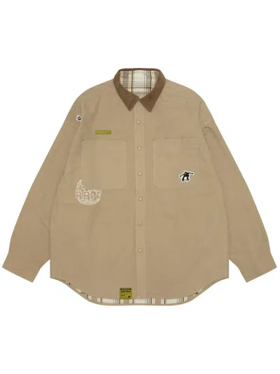 Aape By A Bathing Ape Logo-embroidered Shirt In Neutrals