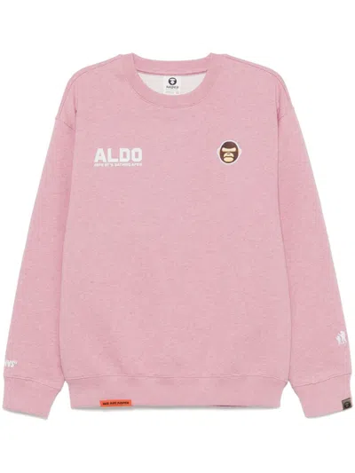 Aape By A Bathing Ape Logo-embroidered Sweatshirt In 粉色