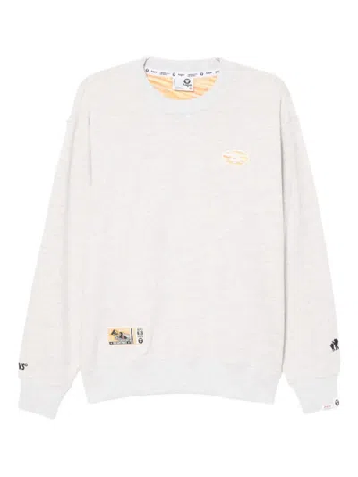 Aape By A Bathing Ape Logo-embroidered Sweatshirt In Gray