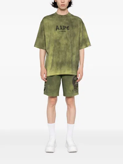 Aape By A Bathing Ape Logo-embroidered Track Shorts In Yellow