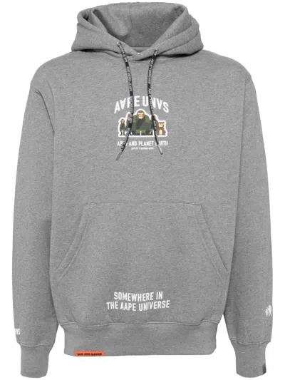 Aape By A Bathing Ape Logo Hoodie In Gy2 Heather Grey