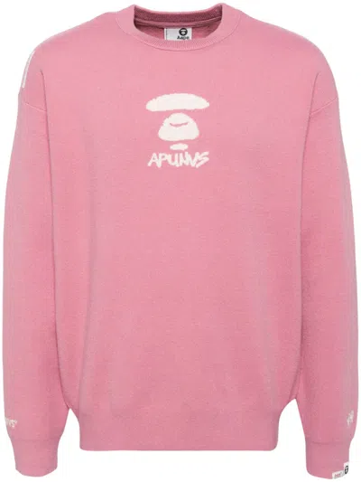 Aape By A Bathing Ape Logo-jacquard Jumper In Pink