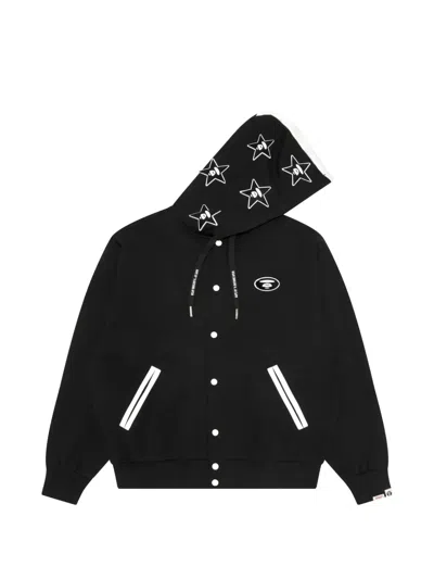 Aape By A Bathing Ape Logo-lettering Hooded Jacket In Black