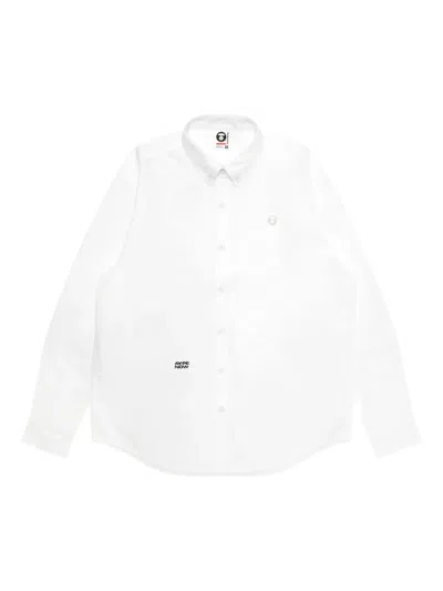 Aape By A Bathing Ape Logo-patch Button-down Shirt In White