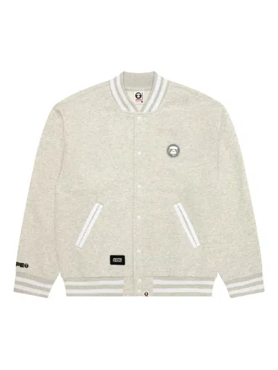 Aape By A Bathing Ape Logo-patch Buttoned Bomber Jacket In Neutral
