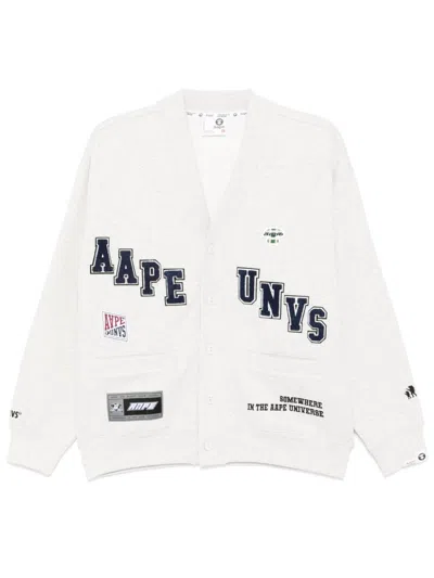 Aape By A Bathing Ape Logo-patch Cardigan In Grey