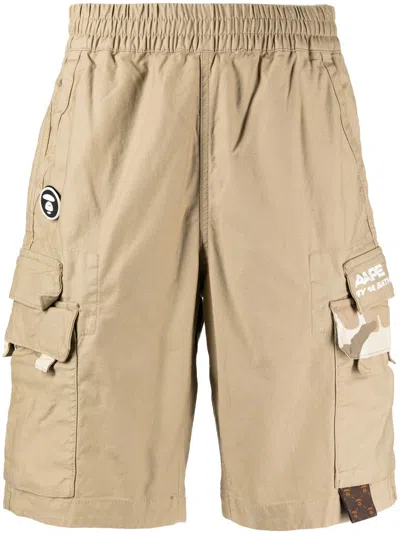 Aape By A Bathing Ape Logo-patch Cargo Shorts In Brown