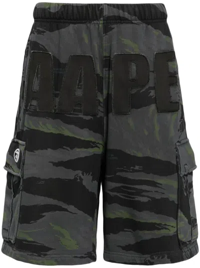 Aape By A Bathing Ape Logo-patch Cargo Shorts In Grey