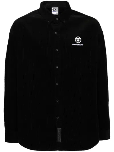 Aape By A Bathing Ape Logo-patch Corduroy Shirt In Black